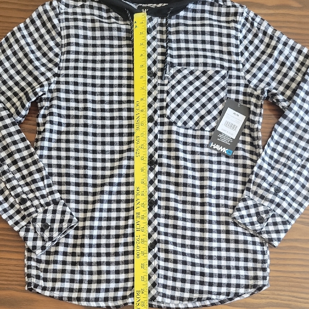 NWT-- TONY HAWK Men's Black and White Checkered Hoodie Shirt | Size: M - Picture 6 of 11